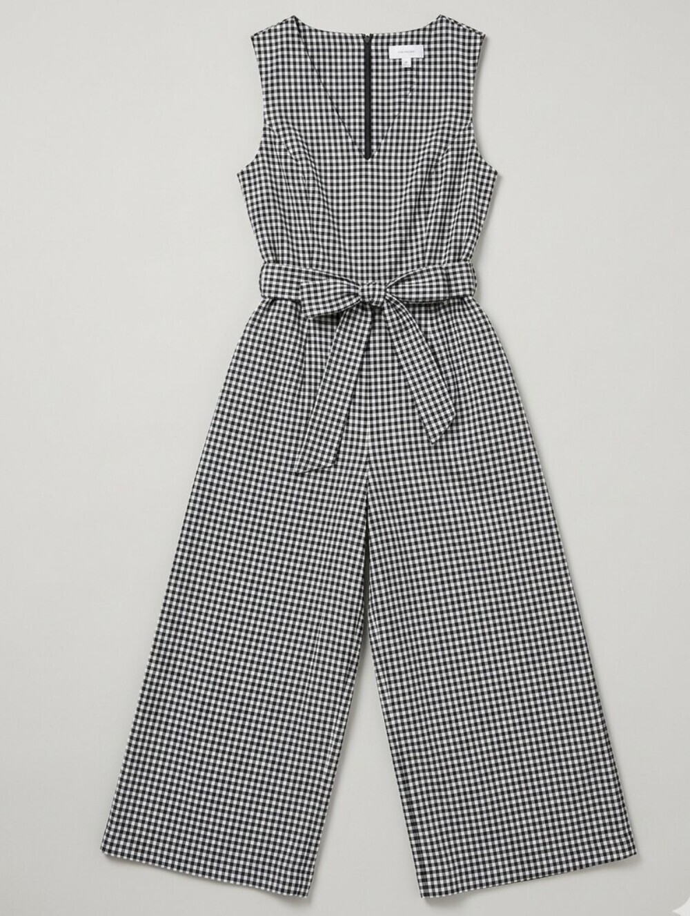 Calvin Klein Side Pocket Black and White Gingham Tie-Waist Jumpsuit Size 4